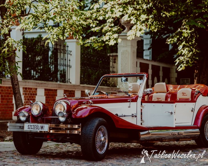 Zabytkowy samochód do ślubu, auto do ślubu Nestor Baron, limuzyna do ślubu Austin Princess i Cadillac 