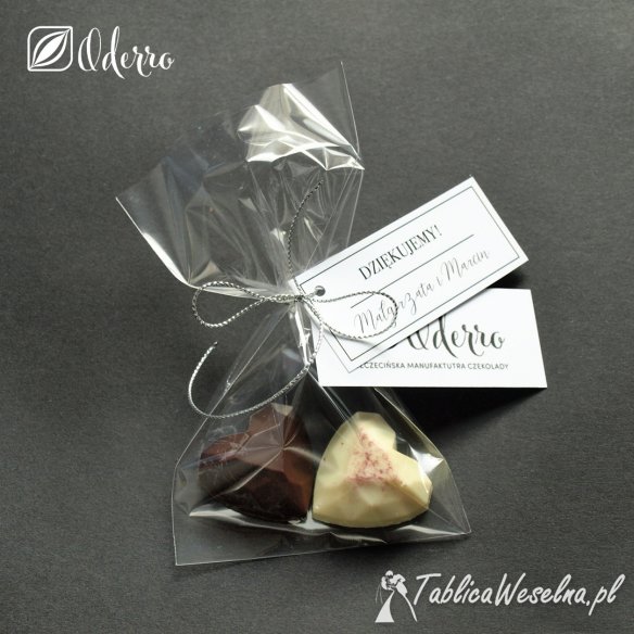 Diamentowe serduszka z czekolady dla gości weselnych