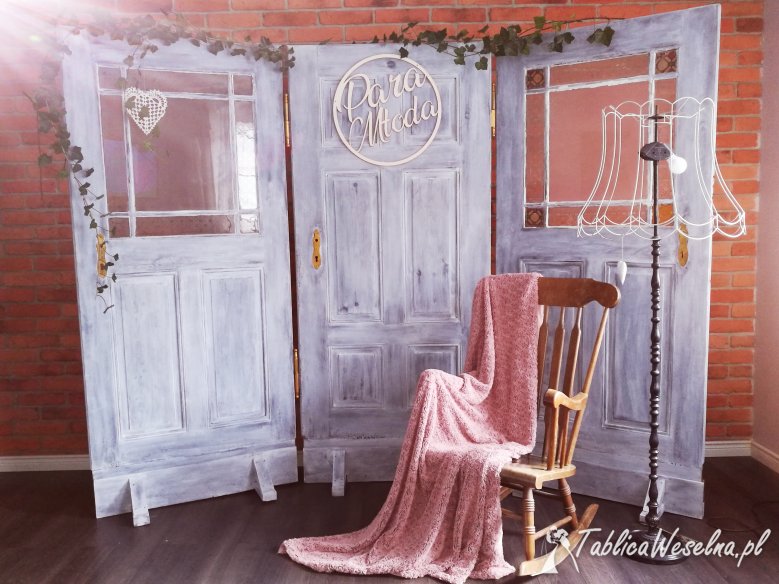 HIT wesel – FOTOŚCIANKA + RAMA – ścianka za Parą Młodą – stare drzwi, selfie