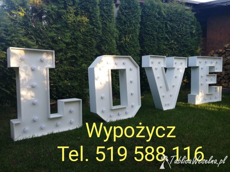 Napis LOVE słowo LOVE wyraz LOVE balony z helem led ledowe