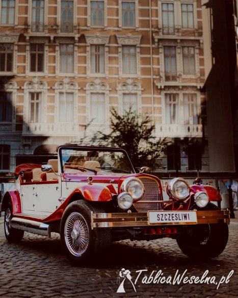 Zabytkowy samochód do ślubu, auto do ślubu Nestor Baron, limuzyna do ślubu Austin Princess i Cadillac 