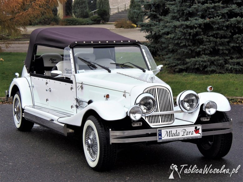 Kabriolet zabytkowy samochód na ślub Auto RETRO na wesele Wypożyczalnia limuzyn ślubnych weselnych Nestor