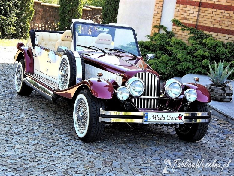 Kabriolet zabytkowy samochód na ślub Auto RETRO na wesele Wypożyczalnia limuzyn ślubnych weselnych Nestor